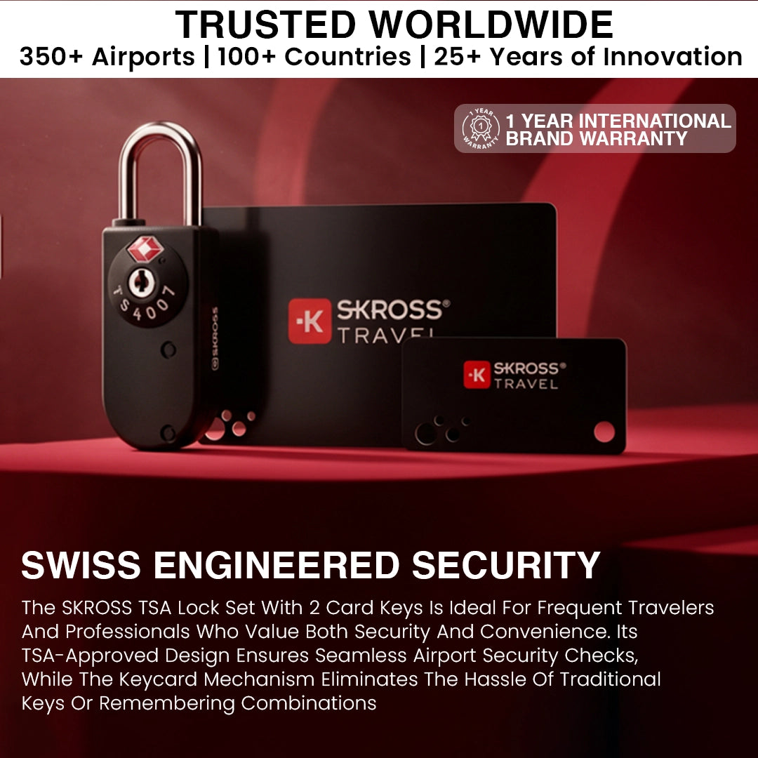 SmartCard TSA Lock Set with 2 Card Keys by Skross | Designed in Swiss | 1 Year Warranty