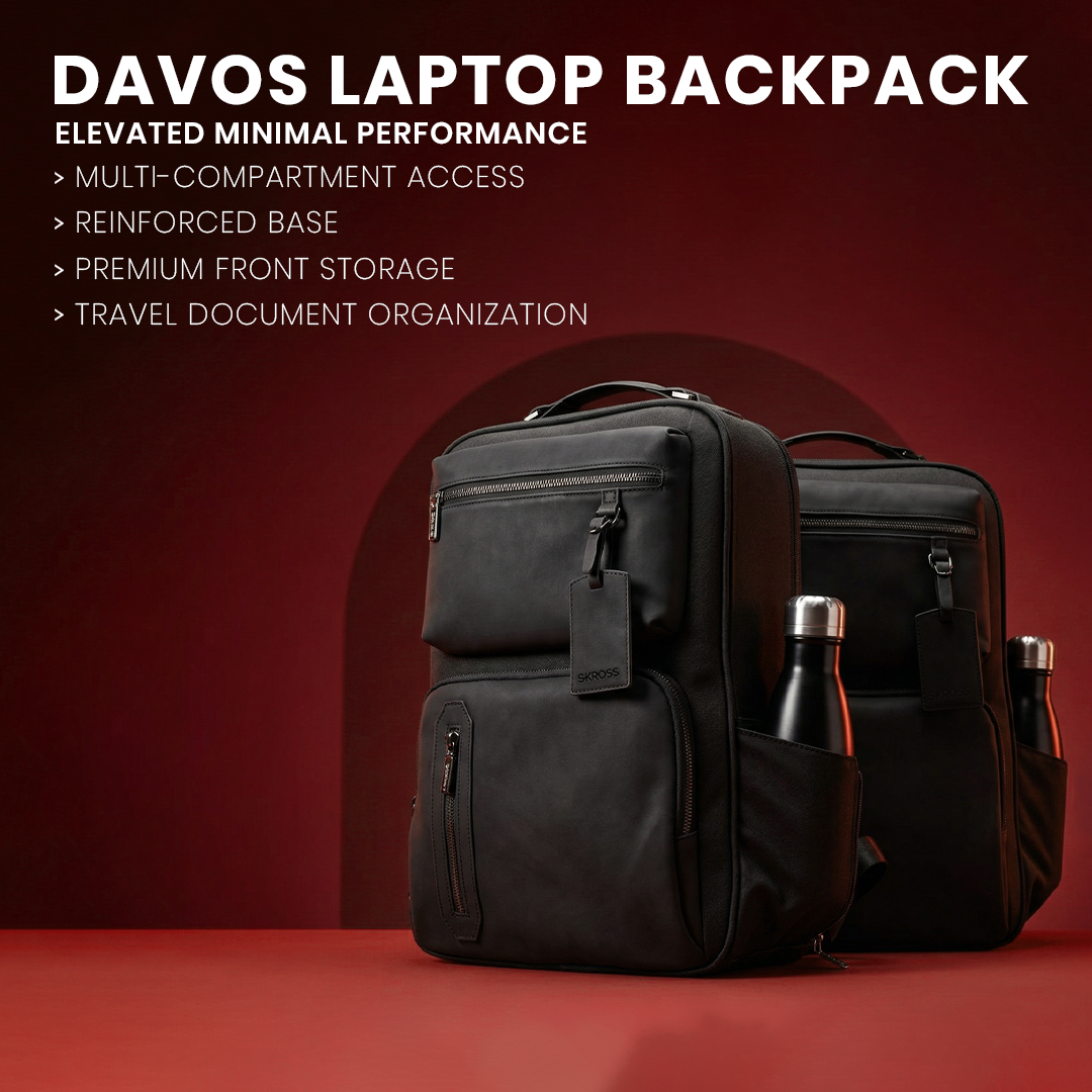 Davos 16" Luxe Laptop Backpack - Inbuilt Luggage Tag - Skross Travel Davos 16" Luxe Laptop Backpack - Inbuilt Luggage Tag - Skross Travel