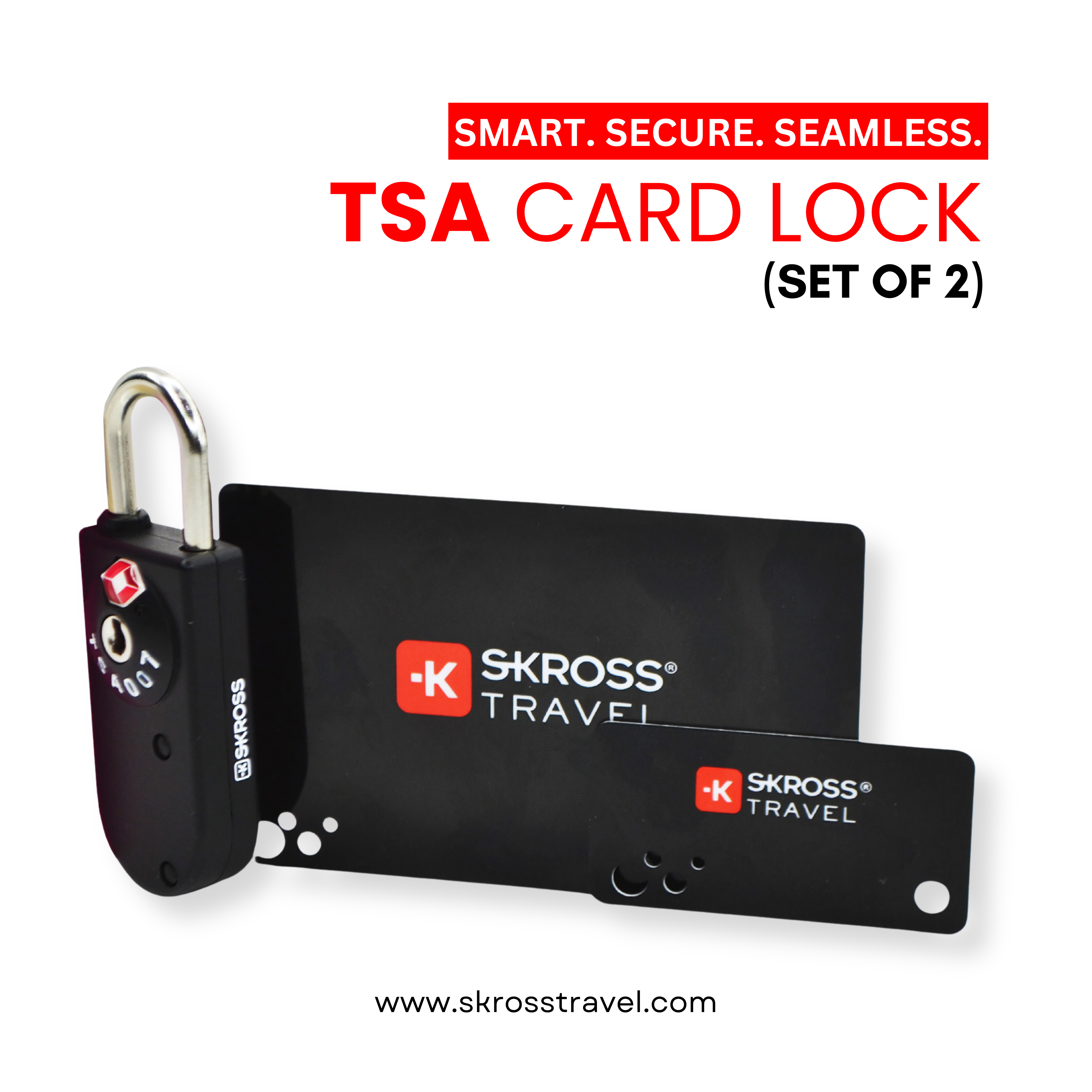 SmartCard TSA Lock Set with 2 Card Keys - Travel Organizer - SKROSS Travel