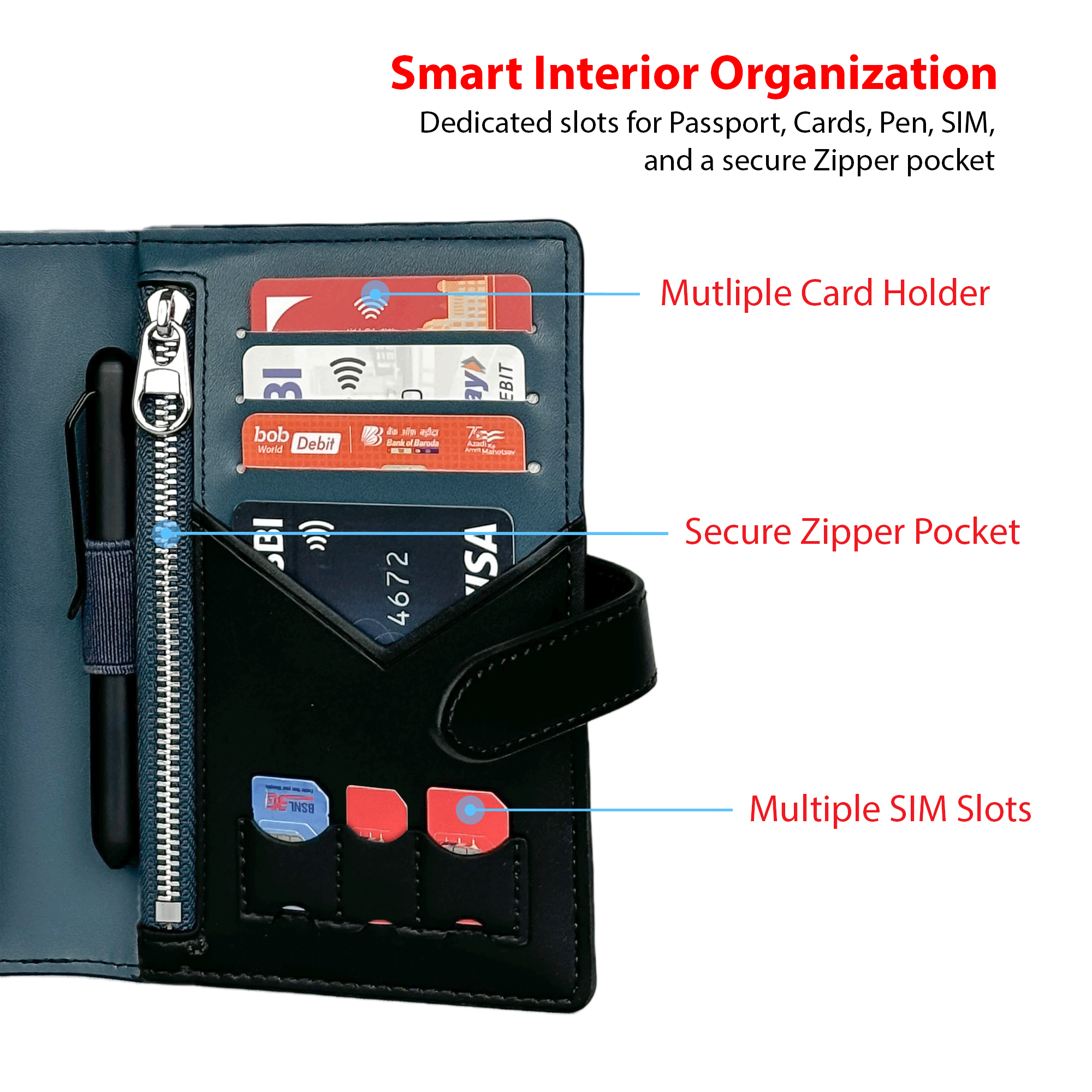 Ambassador Passport Wallet - Black - Travel Organizer - SKROSS Travel