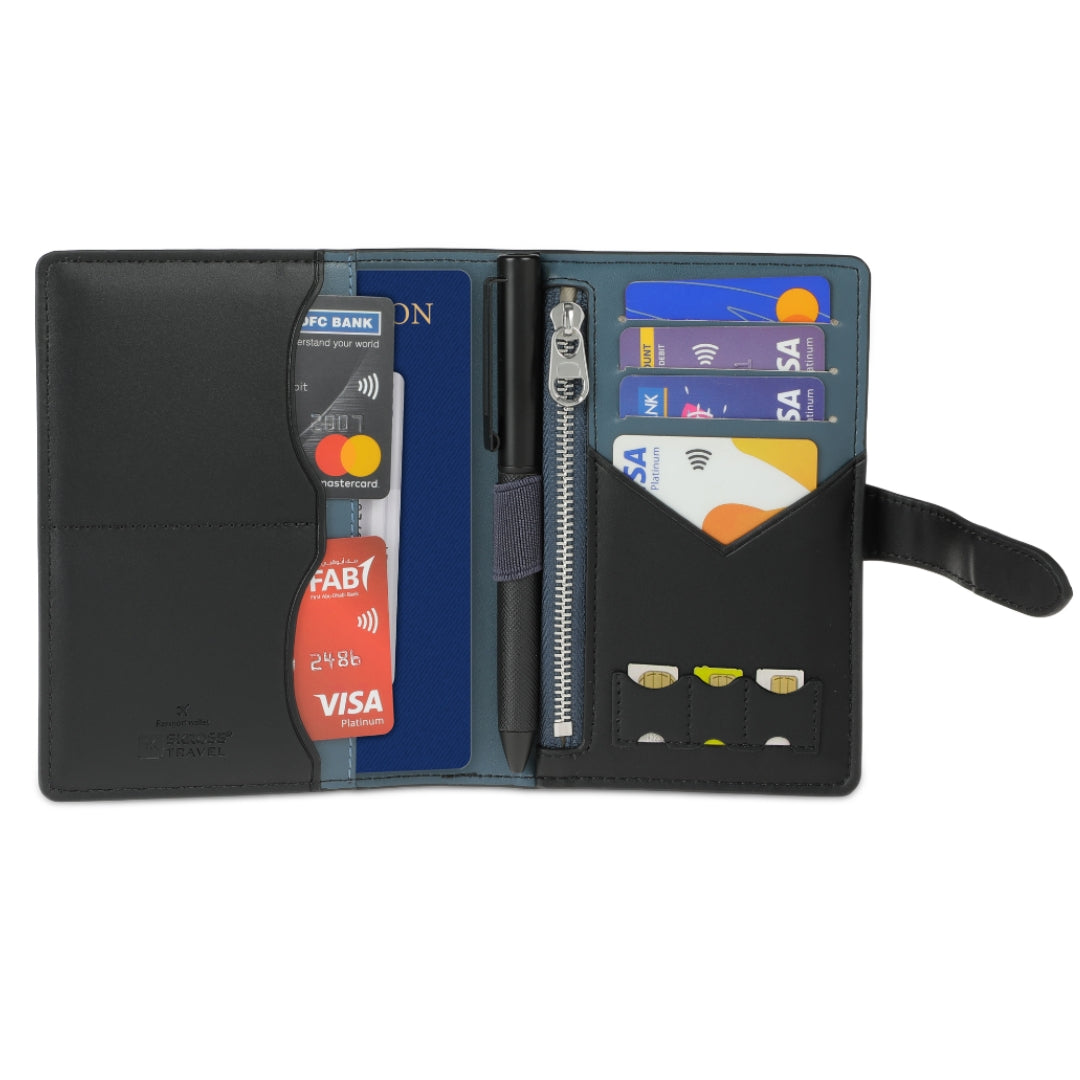 Ambassador Passport Wallet - Black - Travel Organizer - SKROSS Travel