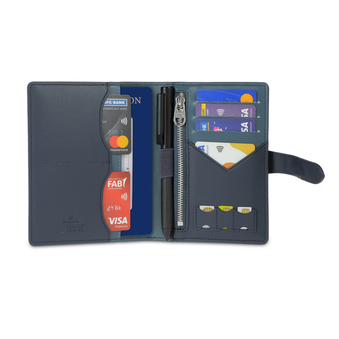 Ambassador Passport Wallet - Blue - Travel Organizer - SKROSS Travel